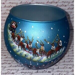 Christmas Reindeer  Winter land 3 " Candle Holder‎ Hand Painted